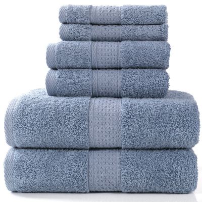 【jw】♟▽  Combed Cotton Sets 6 Pieces Color 2 Large Towels Hand Washcloths Absorbent Hotel Set