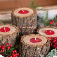 2022 Christmas Decor for Home Wood Candlestick Candle Holder Xmas Rustic Wedding Table Decorations