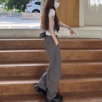 American Style Street Vintage Overalls Mens and Womens Loose High-Rise Casual High-Waist Spice Girls Wide-Leg PantsTH