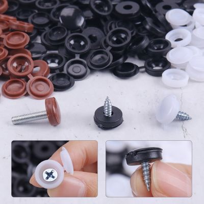 100PCS/Bag Hinged Plastic Screw Cap Cover Fold Snap Protective Cap Button For Car Furniture Decorative Nuts Cover Bolts Hardware Drills Drivers