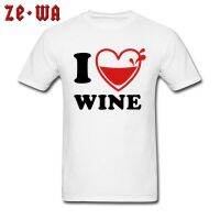 I Love Wine Geek Top T-Shirts Round Neck Pure Cotton Male Tops Shirt Lovers Day Cheer Tee-Shirt Text Type Print Loose White Tees