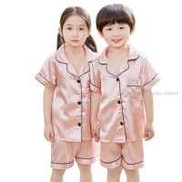 Girls Silk Pajama Shorts Sets New Design Homefit Textile Sleepwear Set for Teens