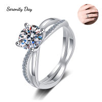 Serenity วันสี่กรงเล็บข้ามกลวง D สี1กะรัต Moissanite แหวนสำหรับผู้หญิงคู่100 S925เงินสเตอร์ลิงเครื่องประดับ Fine