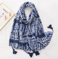 Tie-Dye Cotton Linen Scarf Vintage Sunscreen Shawl