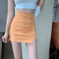 COD ✎►□ imoq55 store New Irregular Folds High Waist Tight-Fitting Hip Female Short Skirt 包臀半身裙女夏季新款不规则褶皱高腰紧身显瘦a字短裙子