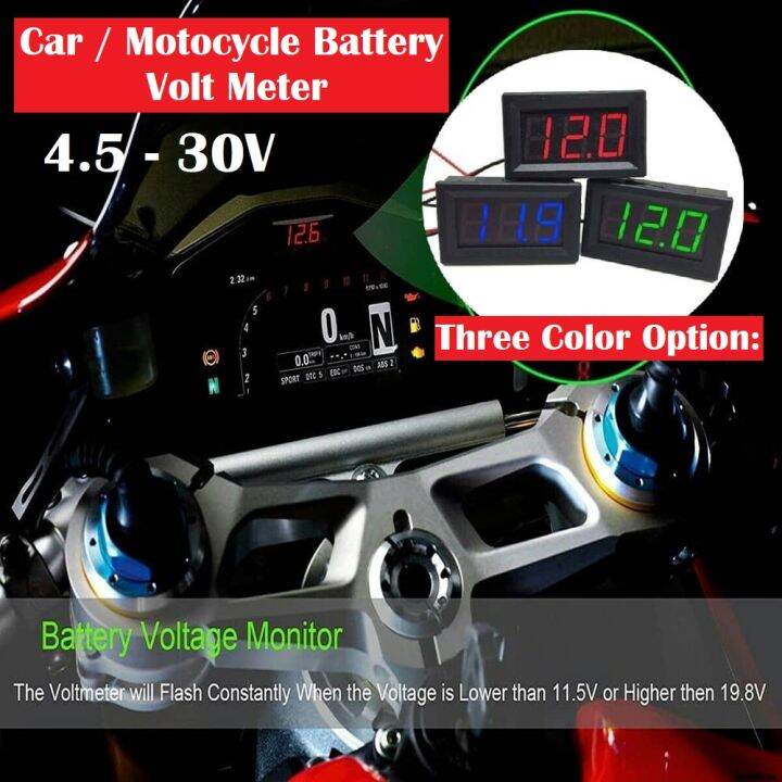 4.5V30V Car Volt Meter Digital Car Battery Volt Meter Motorcycle Digital Voltmeter 12v battery