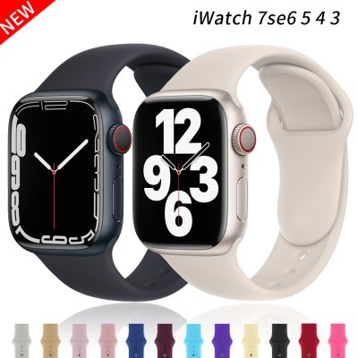 ④ สายซิลิโคนสำหรับ Apple Watch Band 42มม. 45มม. 38มม. 44มม. 40มม. Smartwatch ยางกีฬาสายนาฬิกาสร้อยข้อมือ IWatch Series 876se543