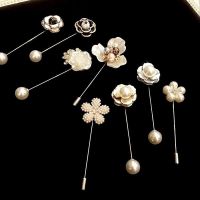 Vintage Camellia Flower Pearl Brooches Pins Jewelry Needle Cardigan Sweater Lapel Pin Scarf Buckle Women Clothing Accessories