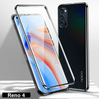 【COOL】 สำหรับ Reno 4 Magnetic Case ด้านหน้า + ด้านหลังสองด้าน9H กระจกนิรภัยสำหรับ Reno 4กันชนโลหะ Case