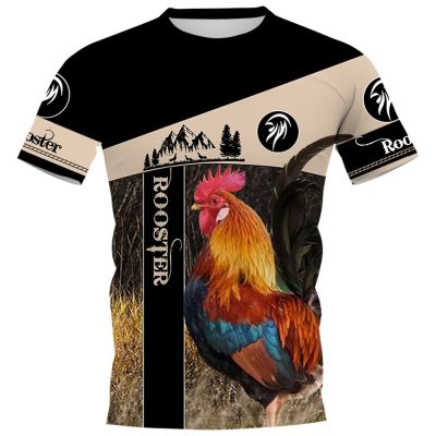 Fashion T-shirts 3D Graphic Grassland Rooster Splicing T-shirt Fashion Men Pullover Tops Gifts For Rooster Lovers XS-4XL