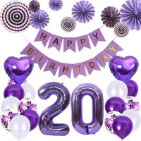 40 inch Number Foil Balloon Purple Latex Balloons Adult/Kids Happy Birthday Party Decor Wedding Decoration Baby Shower Ballons Artificial Flowers  Pla