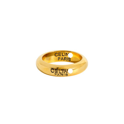 [COD] 赛家 CEL แหวนแหวนธรรมดาแหวนตัวอักษรกลวงสไตล์เย็นสำหรับผู้หญิงและผู้ชาย 18K แหวนคู่ทอง