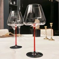 Color hand rod champagne glass black bow tie Bordeaux goblet Burgundy crystal glass red wine glass glass cup