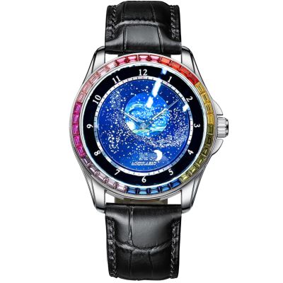 ⌚AOKULASIC นาฬิกานาฬิกาชายสุดหรูสำหรับผู้ชายหมุนได้นาฬิกานาฬิกาข้อมือแฟชั่นดาวเรืองแสง2023ใหม่