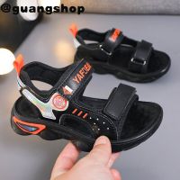 guangshop สินค้าเรียบง่ายน้ำหนักเบารองเท้าแตะลำลองสำหรับเด็กผู้ชายรองเท้าตีนตุ๊กแกแบบนิ่ม3-18ปีกันลื่นรองเท้าเดินชายหาดสำหรับเด็ก T22N04CC-162