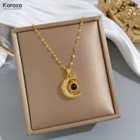Korozo Jewelry Stainless Steel New Moon Pendant Fashion Retro Moon Necklace for Women