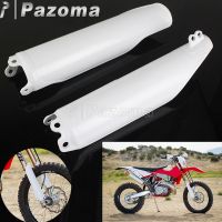 Supermoto Enduro ฝาครอบตะเกียบหน้าส้อมพลาสติกสีขาวฝาครอบท่อสำหรับฮอนด้า CRF CR 125 250 450 R X RX CRF250 CRF450 CR125 93-2018