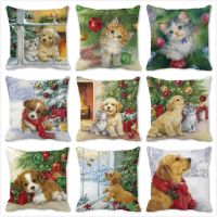 Christmas cat dog 2022 new year christmas decoration cushion pillowcase decoration snowman christmas gift