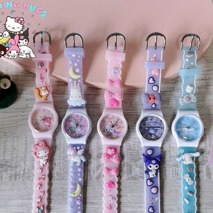 Macaron Color kids watch 3D Kuromi Hello KT cat Unicorn Girls Watch ...