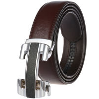 Genuine Cowskin Leather Buckle Automatic Belt for Men High Quality Luxury Designer Business Ceinture All -match Pure Color