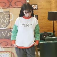 ขายดีมาก !!! เสื้อแฟชั่น คอกลม แขนยาวแต่งผ้าขาด ลาย mercy สีทูโทน 4294 ไซส์ใหญ่ เสื้อคนอ้วน สาวอวบ ใส่ได้