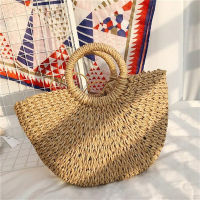 Gusure Wild Straw Bags for Women Half Moon Summer Handmade woven Beach Casual Hand Totes Girls Rattan Travel Handbags bolsos