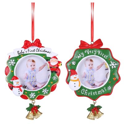Xmas Photo Frame 2021 My Very FirstBabys First Christmas Pictures Ornament Keepsake Xmas Tree Hanging Decor for Newborn Baby