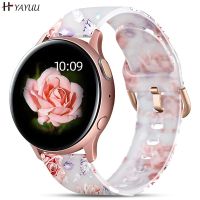 20mm Floral Bands for Samsung Galaxy Watch 5/4 40mm 44mm/Watch 4 Classic Transparent Soft Silicone Strap for Amazfit GTS 4/GTS 3 Cases Cases