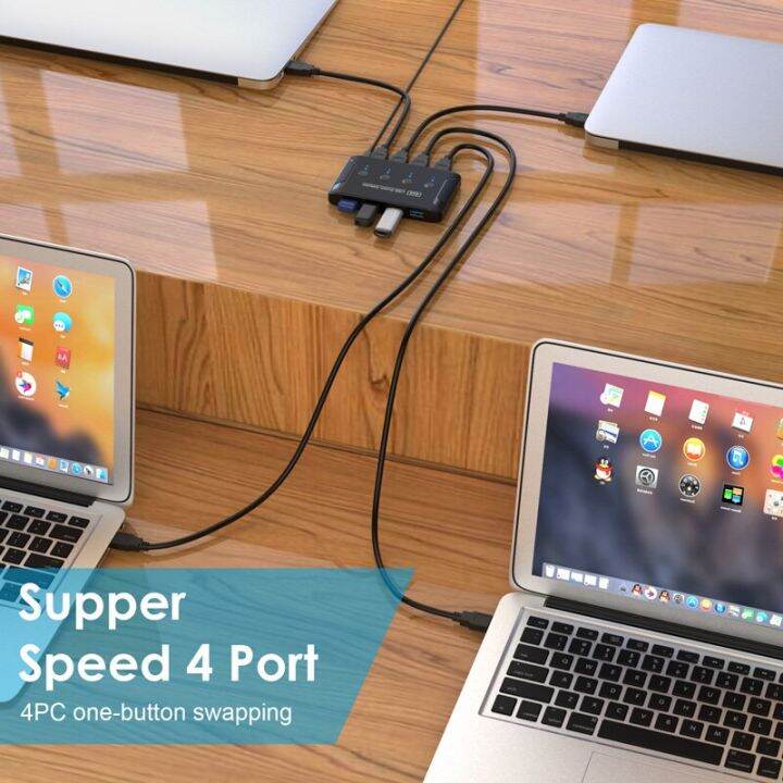 สวิทช์-usb-kvm-usb-3-0สลับกับ-extender-คอมพิวเตอร์4เครื่องแชร์4ชิ้น3ชิ้นพอร์ต-usb-2ชิ้นสำหรับเครื่องพิมพ์เมาส์และคีย์บอร์ด-u-disk-feona