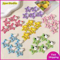 JIYAN2866 2 Packs 5Pcs/Pack ลูกแมวสุนัข คลิปรูปดาวห้าแฉก เรซินพลาสติก ที่จับผมหางม้าหวาน เชือกมัดผม สีสันสดใส การ์ตูนลายการ์ตูน กิ๊บหนีบผม สาวๆ