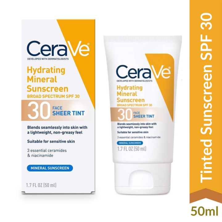 CeraVe Hydrating Mineral Tinted Sunscreen with SPF 30 50ml | 1.7oz ...