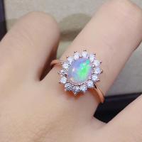 The best gift for engagement Real Natural Opal Ring Solid 925 Sterling Silver For Women Colour Gem Stone Rings Fine Jewelry