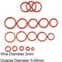 Wire Diameter 2mm OD 5-58mm Red Heat Resistance Rubber O Ring O-Ring Washer Seals Oil Sealing Gasket Automobile Sealing