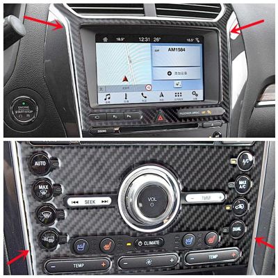 ◈◈๑ Carbon Fiber Car Center Console Panel Air Panel Modification Cover Trim Strips Stickers For Ford Explorer Car Inner Accessories