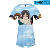 K-ON!, K-ON หญิงสาว Tunic peplum ชุดแขนสั้น 2020 ใหม่ 3D สีพิมพ์แขนสั้นชุดสตรีฤดูร้อนสบายๆฮาราจูกุแฟชั่นชุดแกว่ง