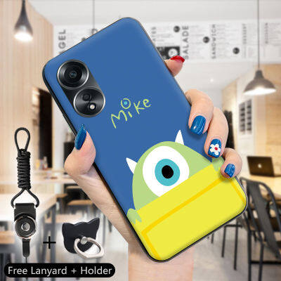 GGK เคสนิ่ม TPU กันกระแทกสำหรับ OPPO A58สายคล้องแหวนใส่นิ้ว4G เคส Monsters Inc Monsters University Mike Wazowski ซัลลี่ซิลิโคนนิ่มน่ารักเคสครอบโทรศัพท์