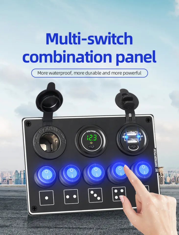 High Quality 4 Gang 12V Blue LED Voltmeter on/off 4.2A Dual USB Charger Bus  Marine Boat Switch Panel - China Switch Panel, 4 Gang Switch Panel