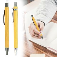SR2N 10PCS ประเภทกดกด ปากกาไม้ไผ่ การเขียนสำหรับเขียน ปากกาเครื่องเขียนปากกา สร้างสรรค์และสร้างสรรค์ ปากกาสำนักงานธุรกิจ นักเรียนก็อก