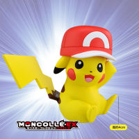 TAKARA TOMY Pokemon moncolle-EX Sun Moon 4ซม. MINI ของเล่นคอลเลกชันรูปภาพ Pikachu สวมหมวก ASH ใหม่113737