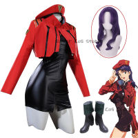 Katsuragi Misato คอสเพลย์ Custome อะนิเมะเสื้อผ้าผู้หญิงคริสต์มาสหนัง PU ชุดสูทวิกผมบู๊ทส์ฮาโลวีนเทศกาลพรรค Props