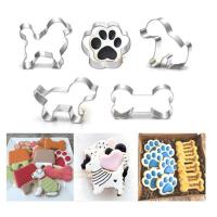 5 PCS Animal Pet Dog Bone Paw Cookie Biscuit Cutter Cake Mould Baking Decor