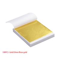 ✤♦♘ 100pcs9x9cm Art Craft Design Paper Sheets Practical Pure Shiny Gold Silver Rose gold Leaf for Gilding DIY Craft Party Decoration