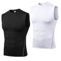 【CW】 Men Compression Sport Tight Base Layer Sleeveless Top Singlet Sweatshirt Athletics Sportwear Activewear