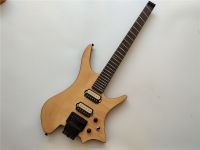 Natural Fan Fretted 6 Strings Headless Electric Guitar,Flame Maple Skin Top Mahogany Body&amp;24 Frets Rosewood Fingerboard  BJ286