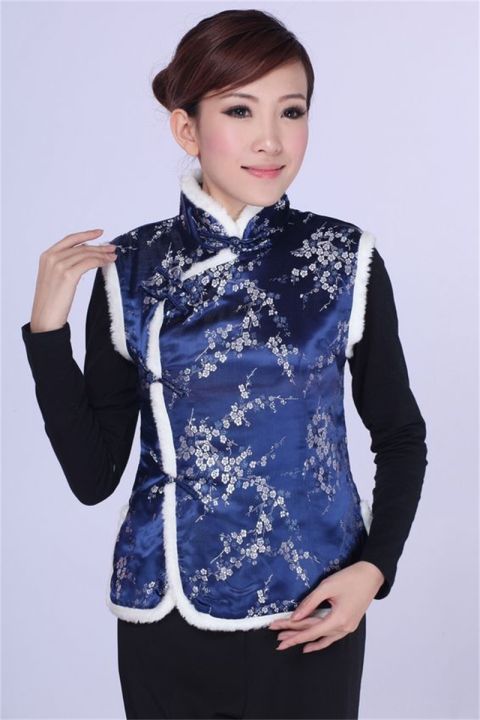 2023ชุดจีน-เสื้อกั๊กกี่เพ้าผ้าซาตินสำหรับผู้ใหญ่16สีเสื้อกั๊กฝ้ายหนาขึ้นสไตล์จีนสำหรับปีใหม่