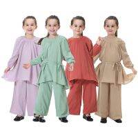 [COD] Dubai Arabic Muslim Abaya Child Kid Sets Pants Islamic Highly Elastic Large Baby Gowns Burka and Set