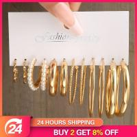 【YF】❐﹉  Hoop Earrings Set Metal Earring Gold Plated