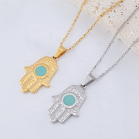 Upingi-Creative Design แฟชั่นเครื่องประดับเรขาคณิตสแตนเลสปาล์มรอบตา Gold Plated Women statement necklacec474or