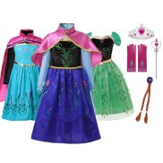 MUABABY Anna Elsa Dress Up Fancy Clothes for Girl Floral Birthday Party