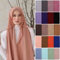 Syal Jilbab Sifon Geleung Wanita Trendi Nyaman Syal Warna Polos Syal ฮิญาบมุสลิม Jilbab Penutup Kepala